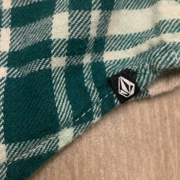 Volcom Mint Green and Teal Plaid Button-Down Shirt - Picture 6 of 8